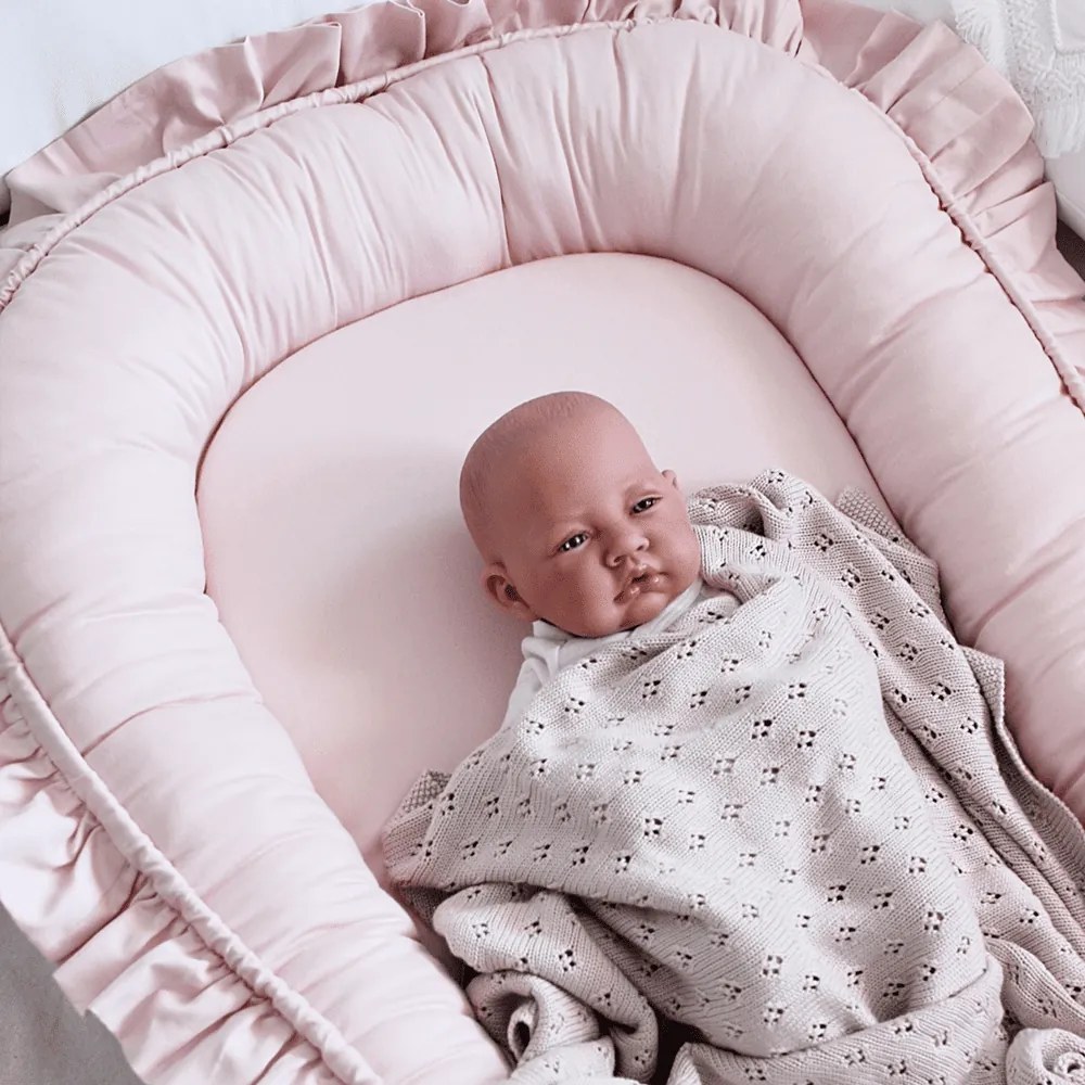 Saténovo bavlnené hniezdo pre bábätká sýto ružová