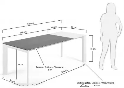 AXIS PORCELAIN WHITE rozkladací jedálenský stôl 160 (220) cm