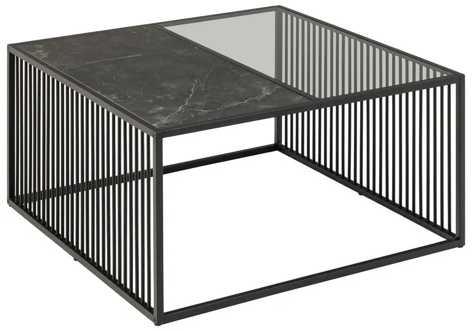 Čierny konferenčný stolík so sklenenou doskou 80x80 cm Strington – Actona