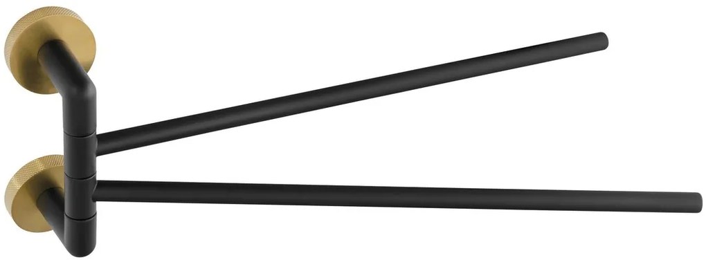 Sapho Sapho, LARISSA dvojitý držiak uterákov otočný 350mm, čierna/zlatá matná, WS021BG