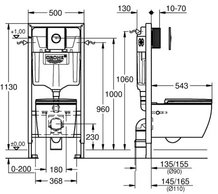 GROHE 103846SH00 - Sada 5 v 1 SOLIDO 1,13 m keramika/biela