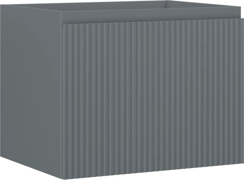 Mexen Rivel, kúpeľňová skrinka 60 cm, 1 zásuvka, drážkovaná, grafitová matná, 91A20-06047-1-BF66
