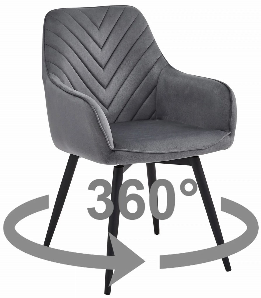 Otočná zamatová jedálenská stolička SOFIA 360 tmavo sivá