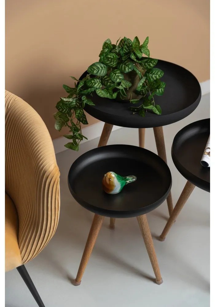 Kovové okrúhle odkladacie stolíky v súprave 3 ks Tripod – Leitmotiv