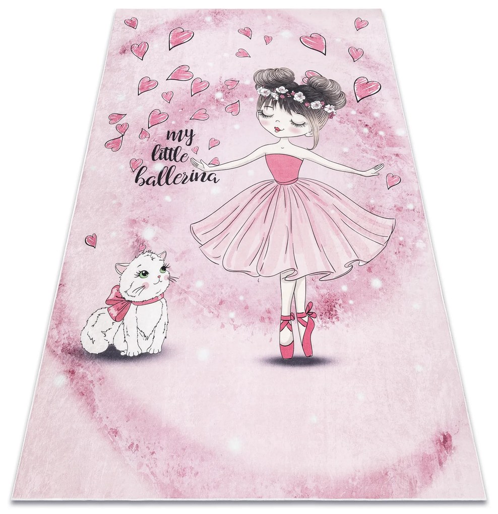 BAMBINO Detský prateľný koberec Balerína - ružový,
