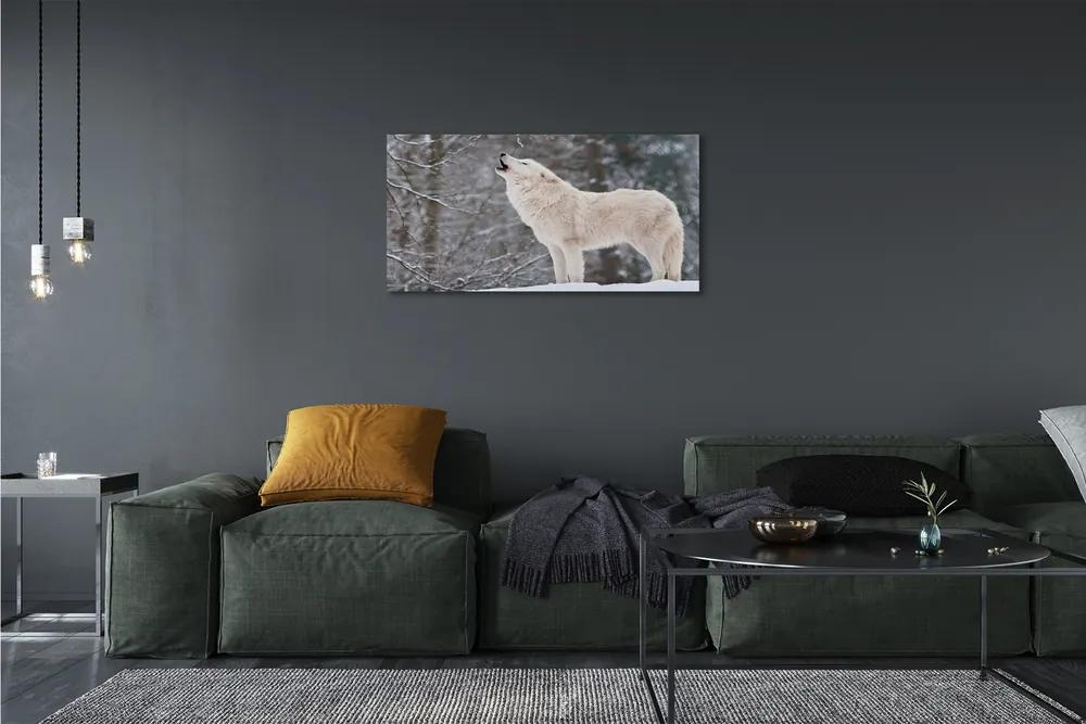 Obraz na plátne Vlk v zime lese 125x50 cm