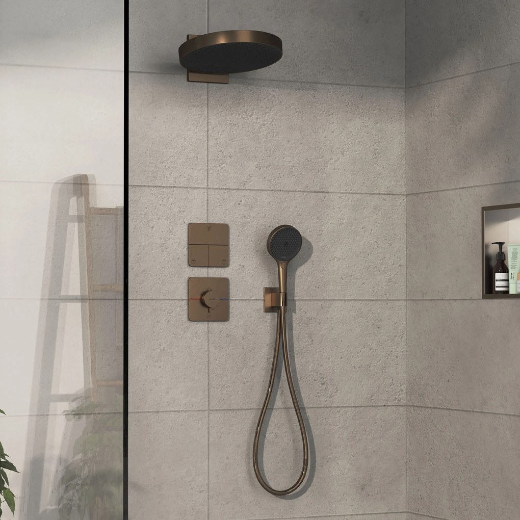 Hansgrohe ShowerSelect Comfort Q, termostat pod omietku pre 1 spotrebič a ďalší výtok, kartáčovaný bronz, HAN-15589140