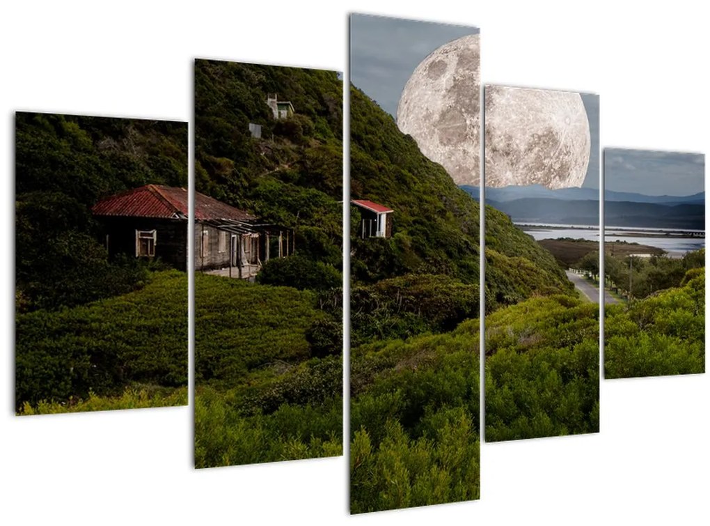 Obraz krajiny s mesiacom (150x105 cm)