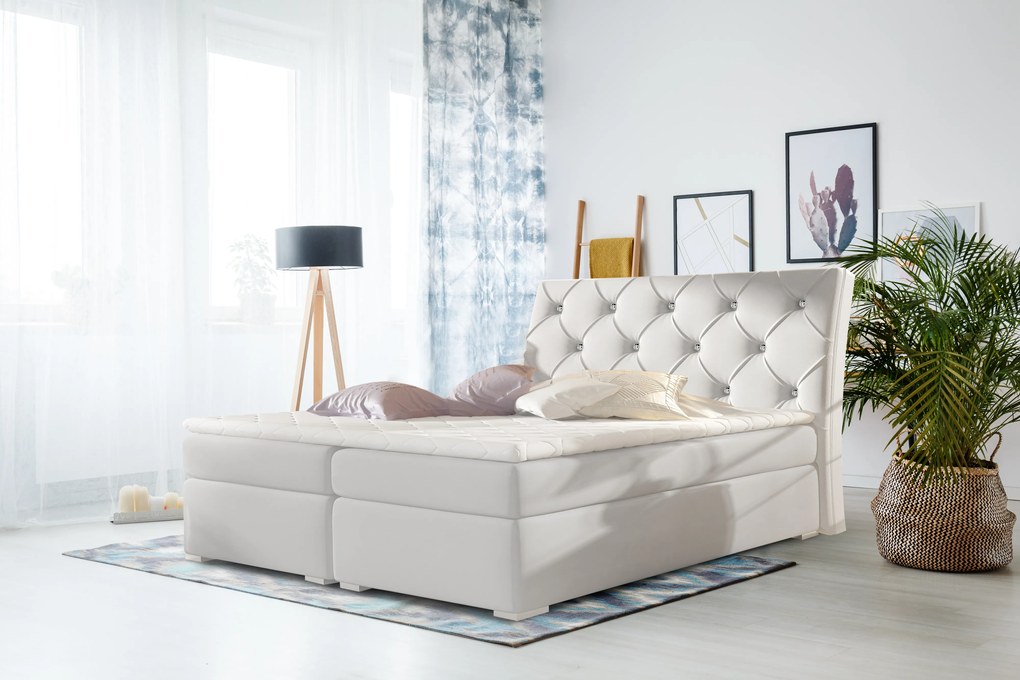 Moderná box spring posteľ Brandon 180x200, biela