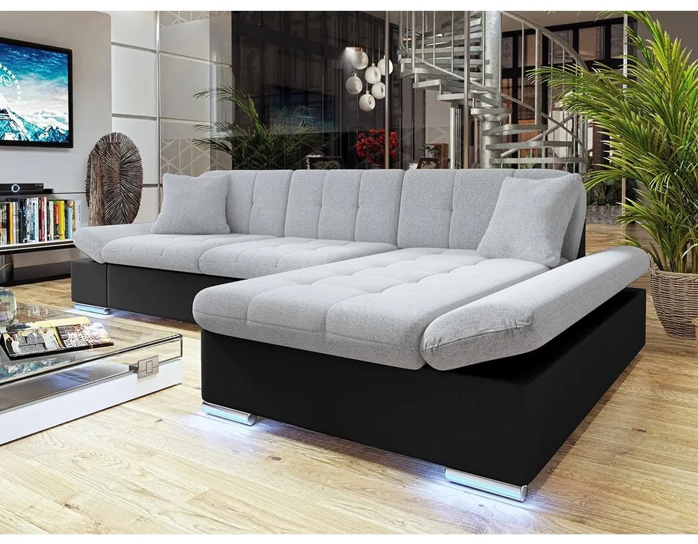 Rohová sedačka Laviva LED, Dostupné poťahy: ekokoža Soft 011 + Bristol 2460, Strana: ľavá