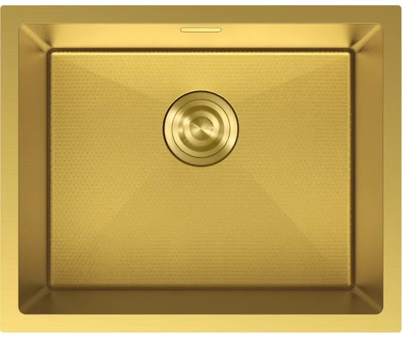 Mexen Trixo, 1-komorový nerezový drez 540 x 440 mm, brúsená zlatá, vzor voština, 6414541000-55HC