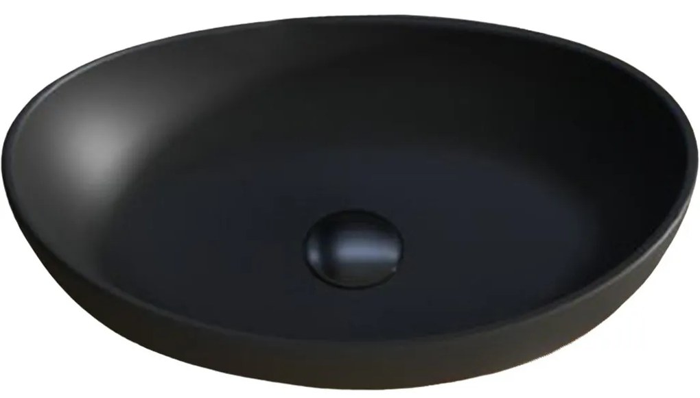 Cerano Gaia, umývadlo na dosku z liateho mramoru 555x350x140 mm, čierna matná, CER-CER-WB12B
