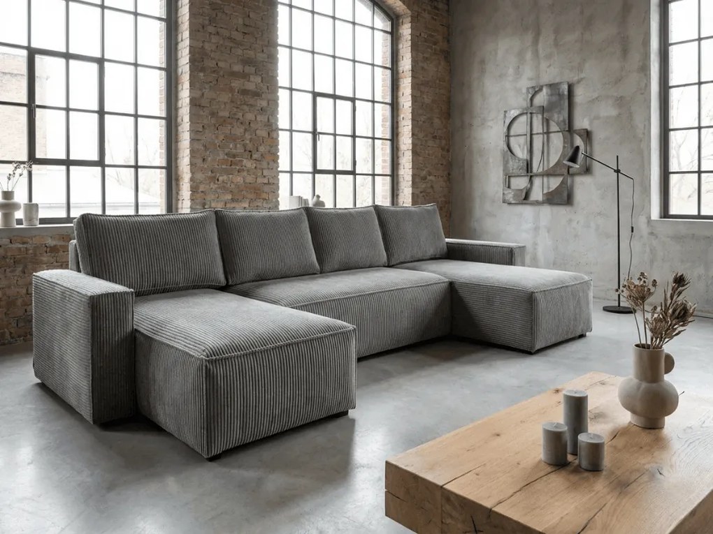 AKCIA Sivá sedacia súprava do U SMART COSARO 295x140 cm II. akosť