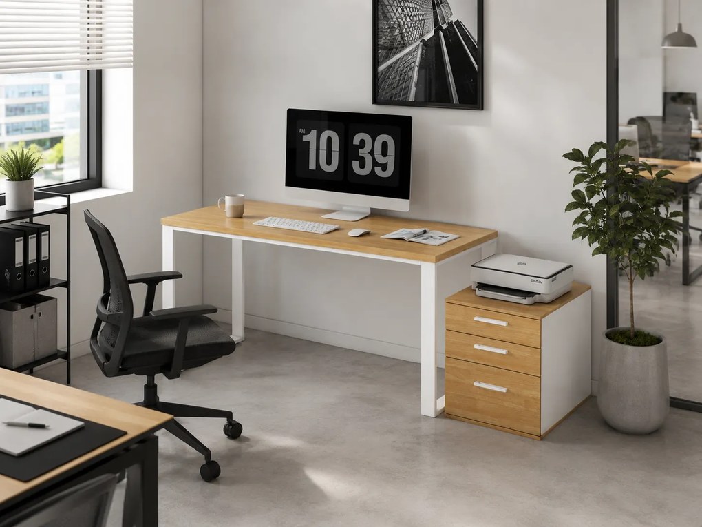 Kancelářský stůl Houseland Nuvia Home 05 140 cm dub/bílý