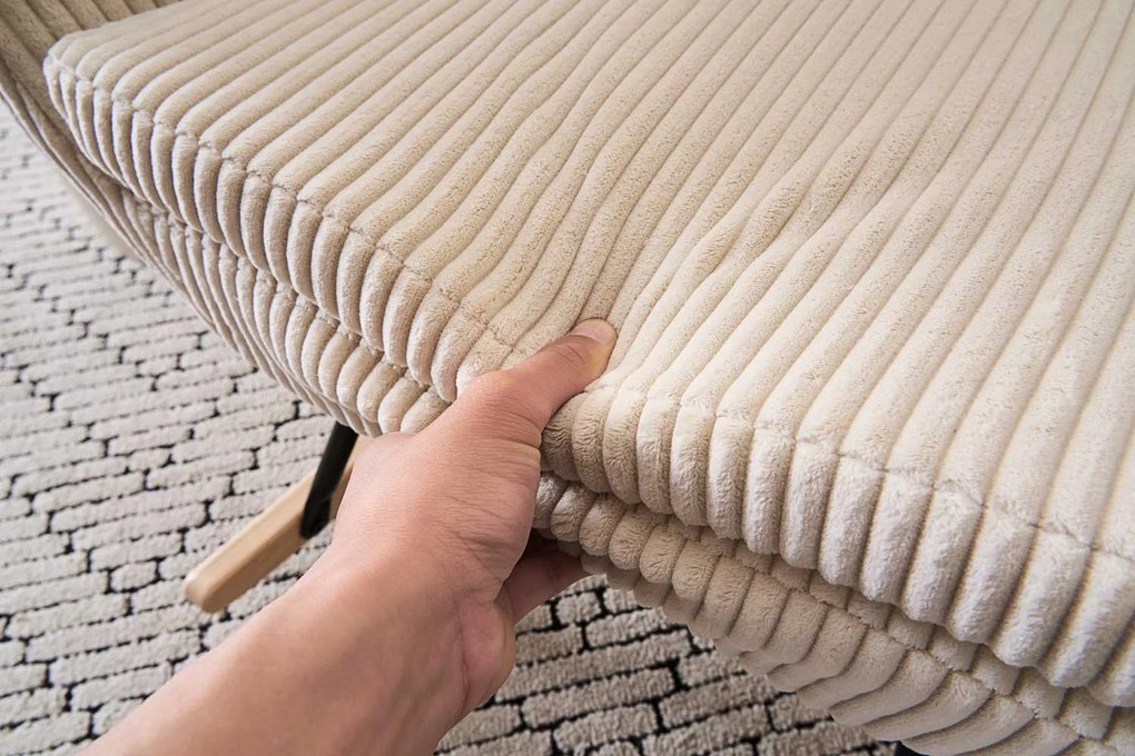 Hojdacie kreslo, relaxačné kreslo s poťahom z menčestru, béžové