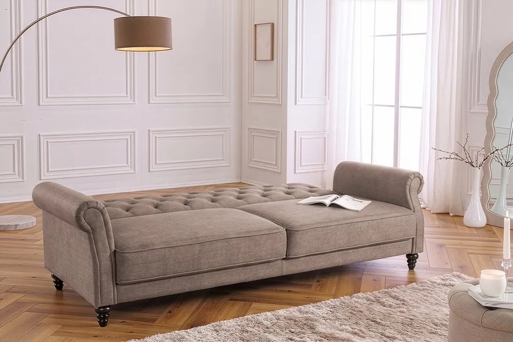 Dizajnová rozkladacia pohovka Scarlet 220 cm sivo-hnedý zamat