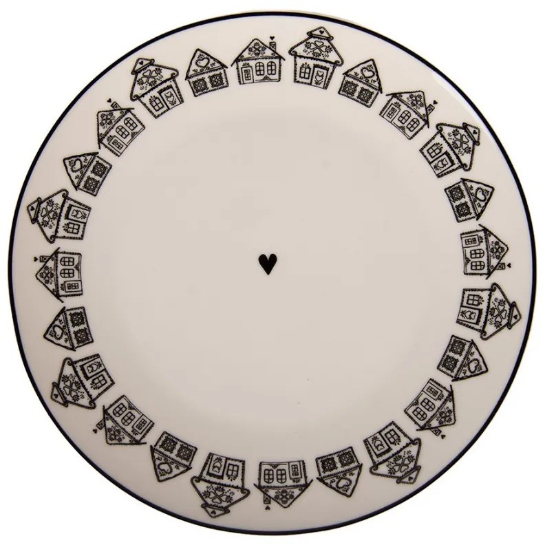 Dezertný tanier s perníkovými chalúpkami Gingerbread Bliss - Ø 20*2 cm