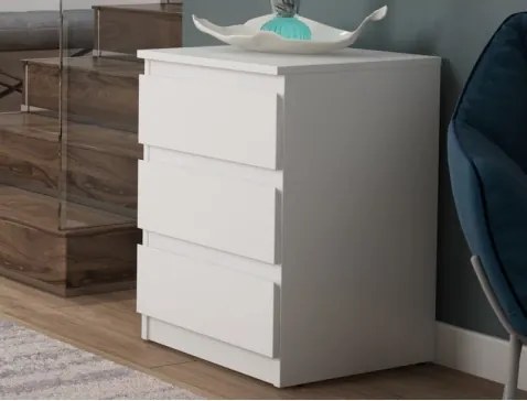 Skrinka/vysoký nočný stolík Carlos 40 cm, biela, 3 zásuvky%