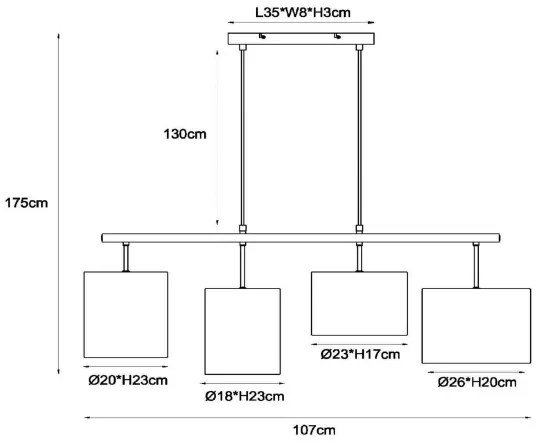 Lucide 45409/04/38 - Luster na lanku MAYA 4xE27/40W/230V krémová