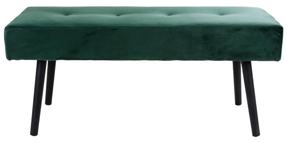 Tmavozelená čalúnená lavica so zamatovým poťahom House Nordic Skiby, 100 × 35 cm