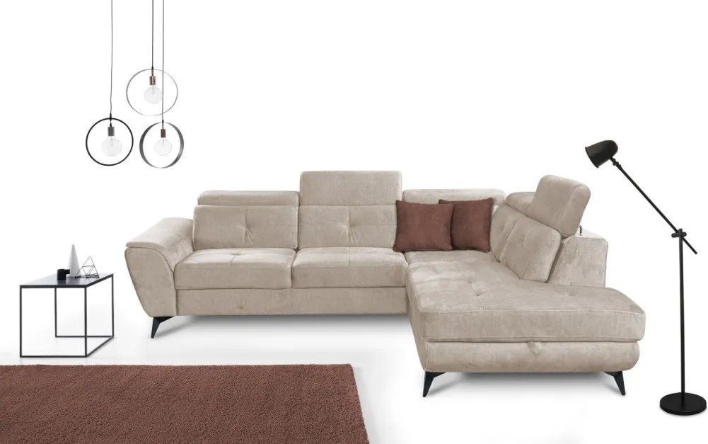 Rohová sedacia súprava Sergio, béžová látka, pravý roh