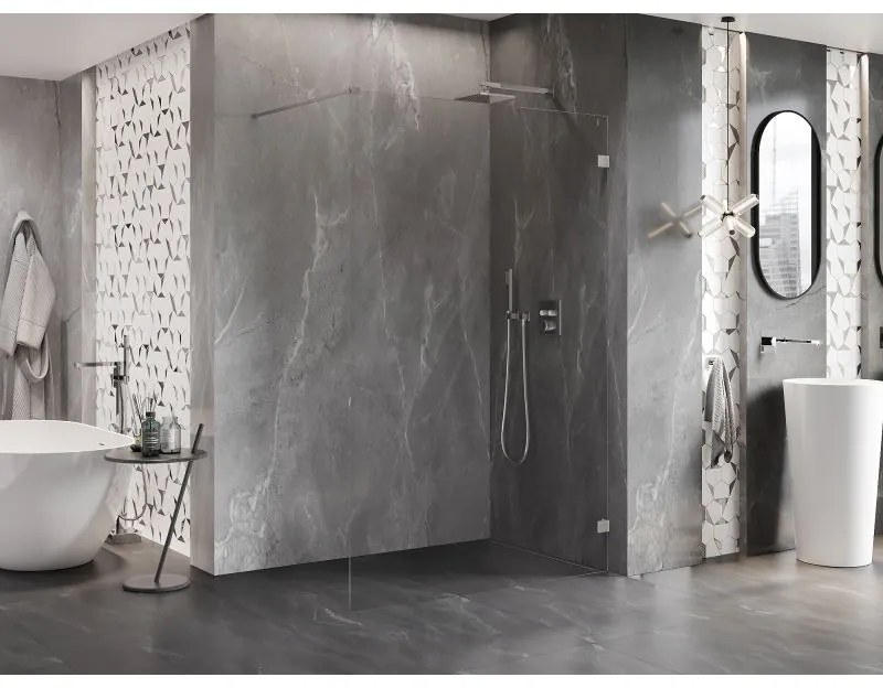 Mexen Lunar sprchová stena pravá 70 x 200 cm, 8mm číre sklo, brúsená oceľ, 830-070-000-97-00-P