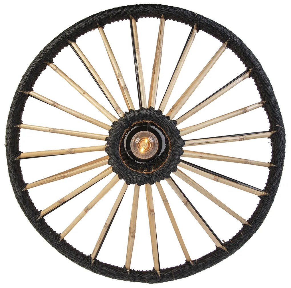 Orientálne stropné svietidlo bambus s čiernou 60 cm - Evalin