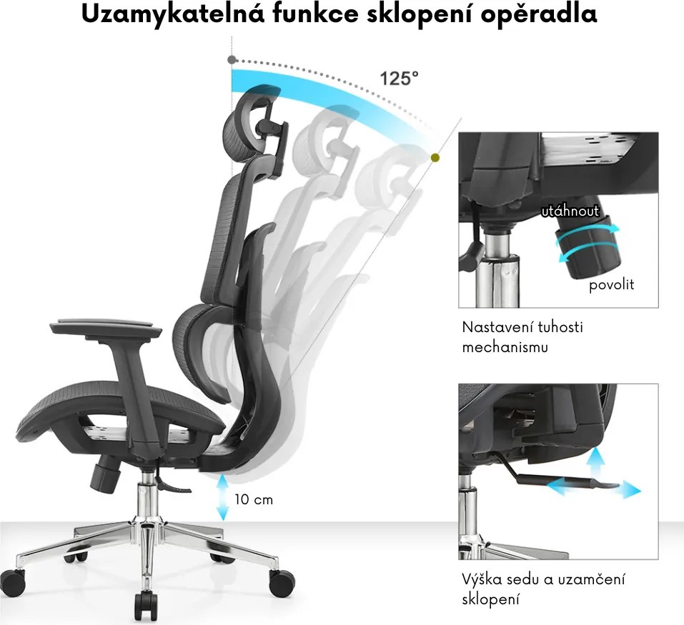 Kancelárska ergonomická stolička Neoseat GARY FULLMESH — čierna, nosnosť 150 kg