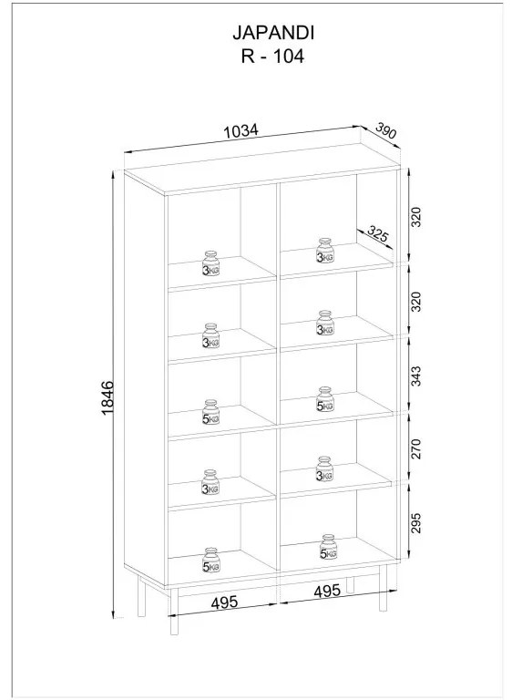 Knihovna Japandi 104 cm dub linea