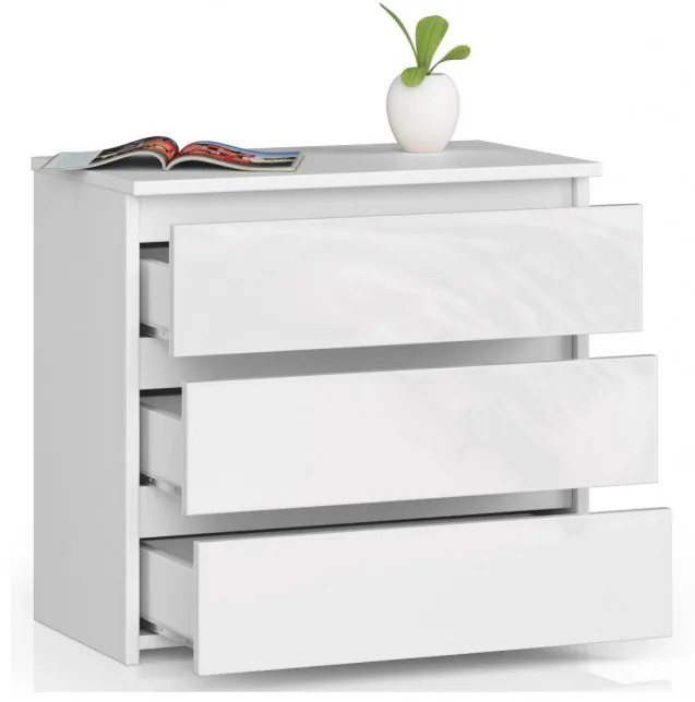 Nočný stolík CL3 60 cm biely / biely, lesk