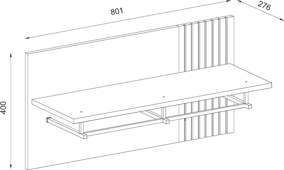 Nástenný šatníkový panel Esteban, antracit/dub evoke