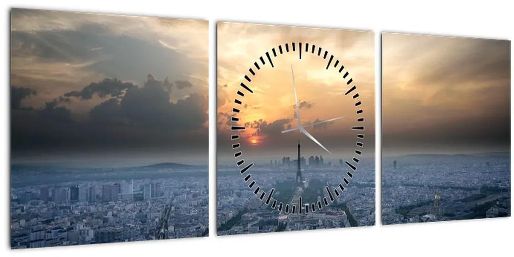 Obraz - Paríž z výšky (s hodinami) (90x30 cm)