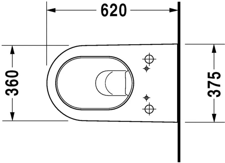 Duravit Starck 2 - závesné WC 37,5 x 62 cm, pre Sensowash sedátka, biele 2533590000