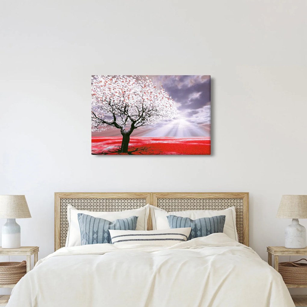 Červený obraz stromu (90x60 cm)