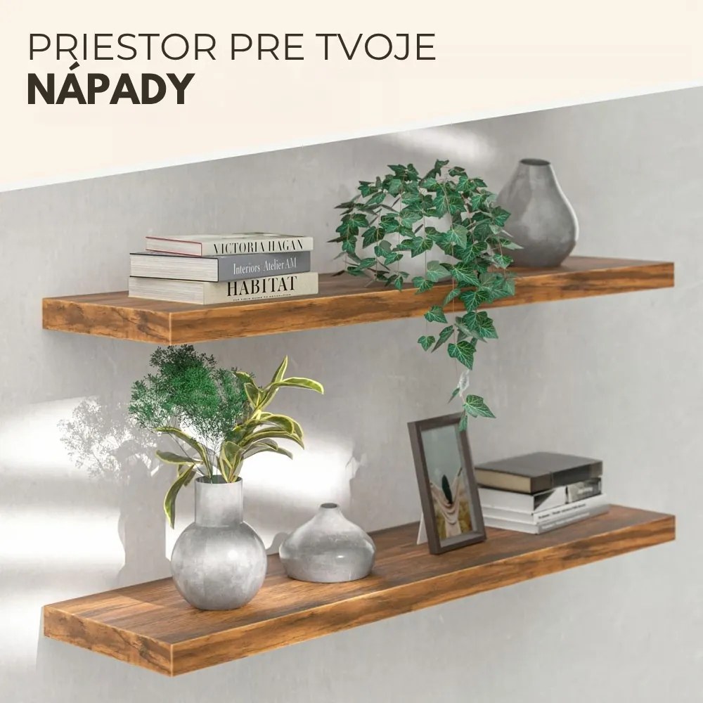 Nástenná polica FIGO + konzola, 90cm, tmavý dub Casaria