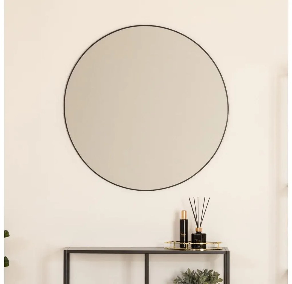 Atmosphera - Nástenné zrkadlo ALICE pr. 76 cm čierna