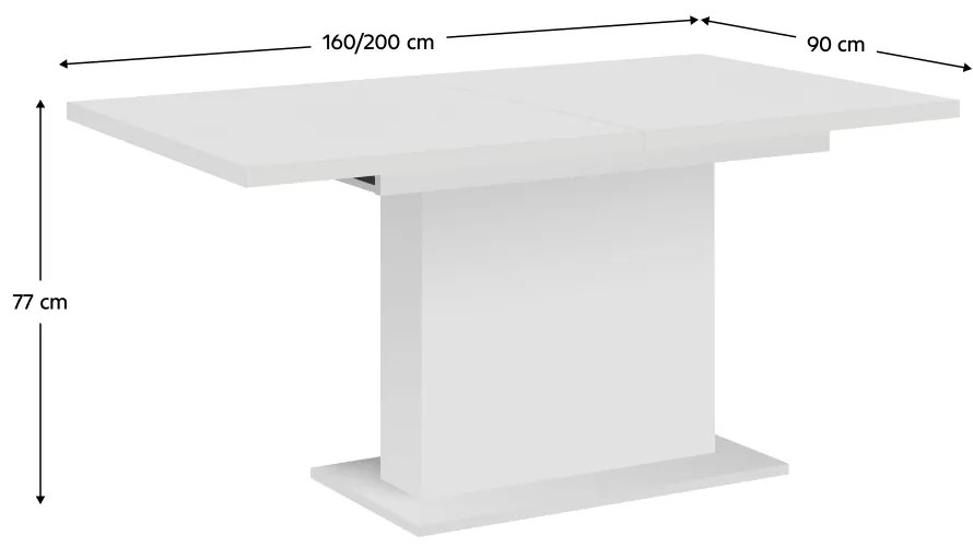 Rozkladací jedálenský stôl Boba 160/200 - biela