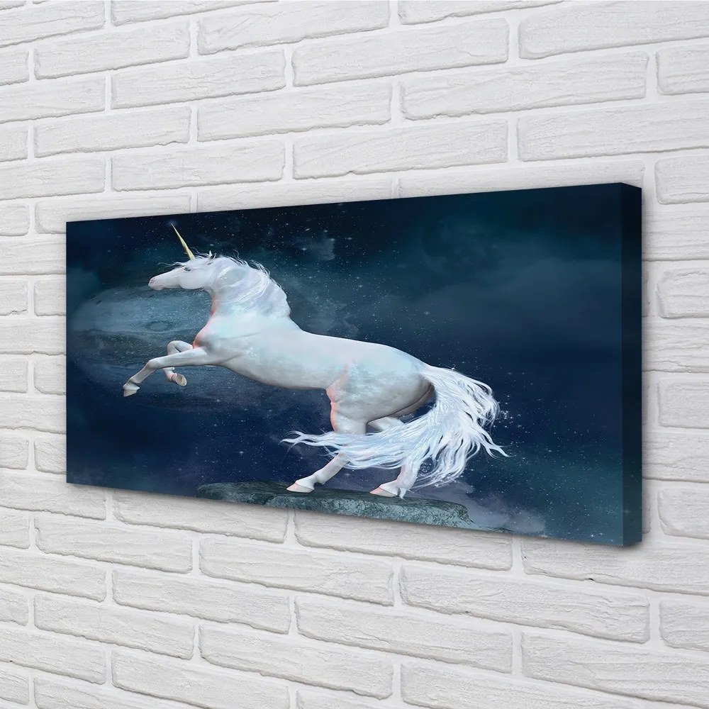 Obraz canvas Unicorn planét sky 100x50 cm