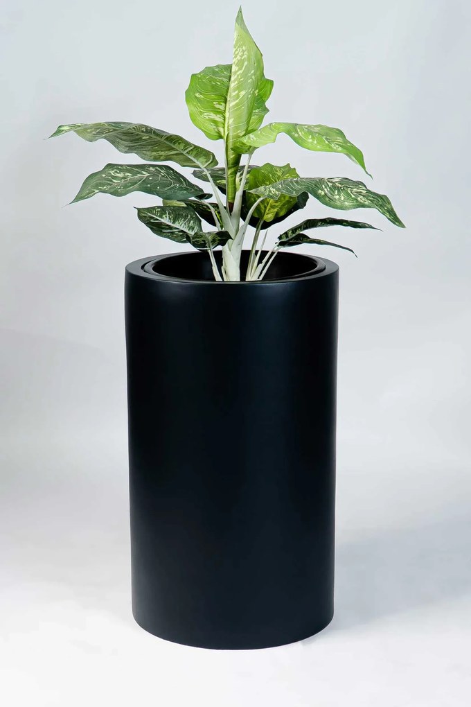 Okrúhly kvetináč ESTRA, výška 60 cm, čierny mat
