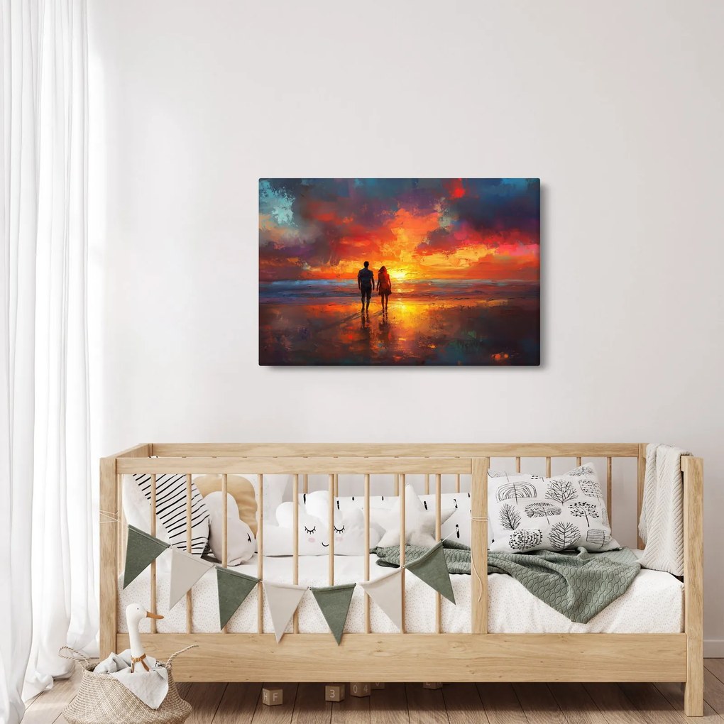 Obraz - Prechádzka na pláži (90x60 cm)