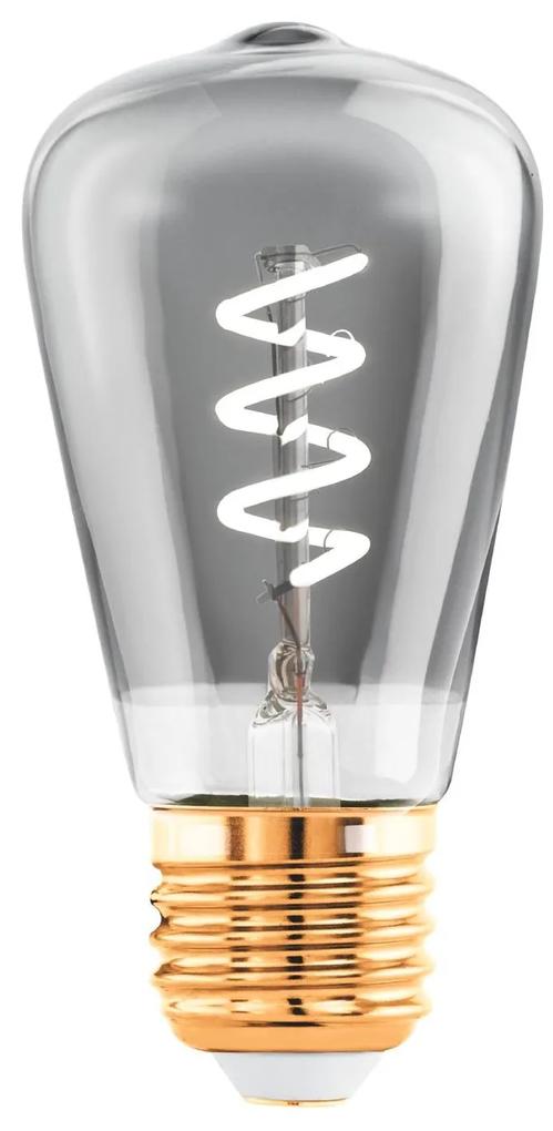 EGLO Stmievateľná filamentová LED žiarovka, E27, ST48, 4W, 100lm, 2000K, teplá biela, dymové sklo