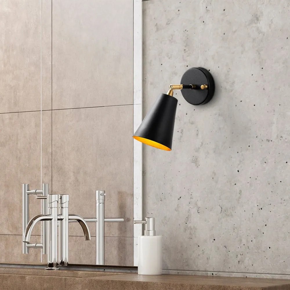 Čierne/v zlatej farbe nástenné svietidlo ø 10 cm Evander – Opviq lights