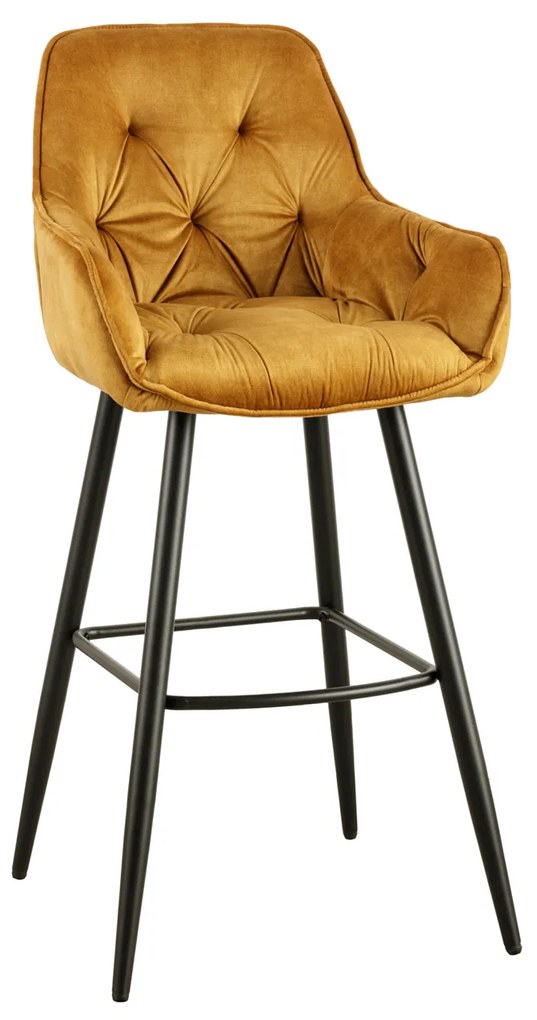 Barová stolička Milano horčicová žltá zamat