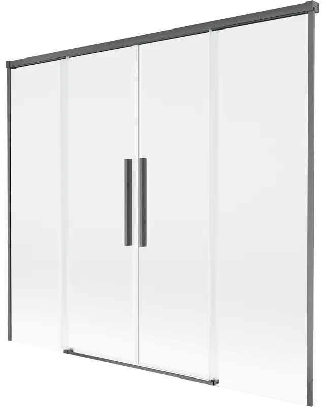 Mexen Rox, 2-krídlová posuvná vaňová zástena 170 x 150 cm, 8mm číre sklo, brúsený grafit profil, 8C9-170-002-66-00