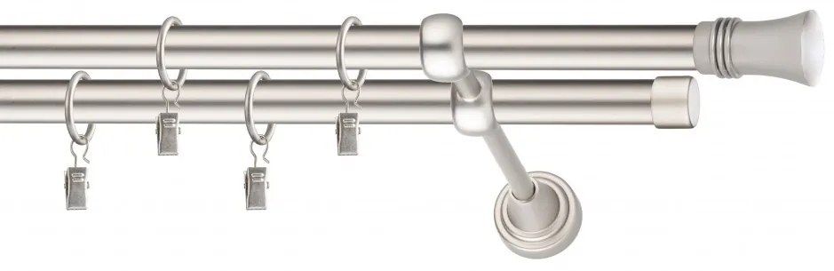 Dekorstudio Chrómová matná dvojradová garniža CAPRI 19mm Dĺžka: 140cm, Typ uchytenia: Držiak dvojitý modern, Typ príslušenstva: Bez príslušenstva