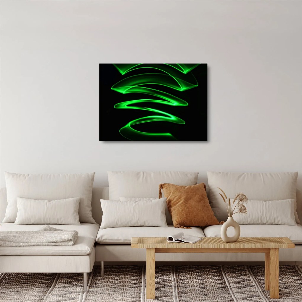 Sklenený obraz - neónové vlny (70x50 cm)