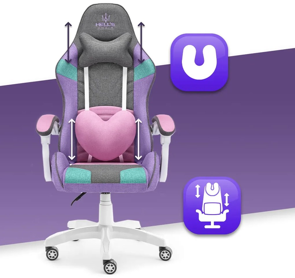 Herná stolička RAINBOW RUŽOVÁ-FIALOVÁ-MÄTOVÁ-SIVÁ LÁTKA