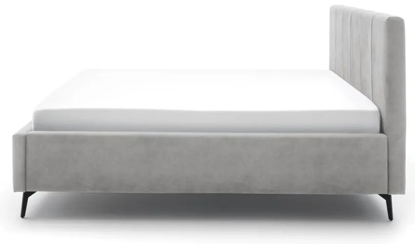 Svetlosivá čalúnená dvojlôžková posteľ s úložným priestorom s roštom 180x200 cm Lizzano – Meise Möbel