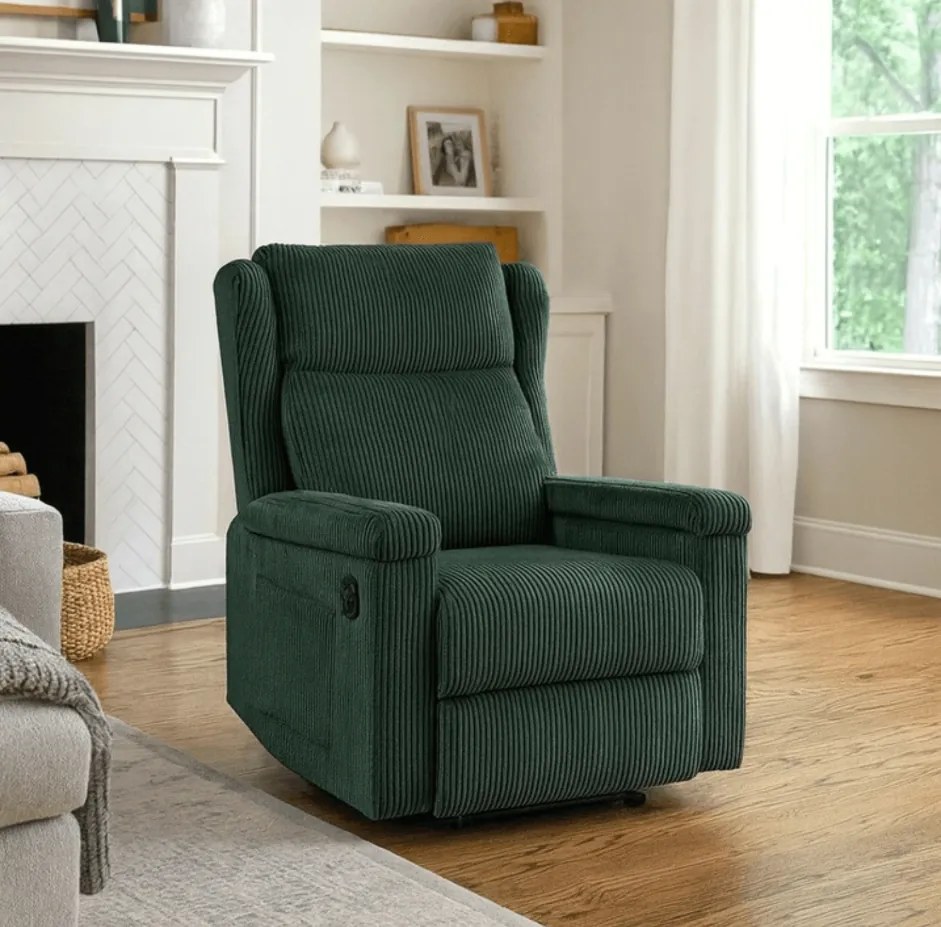 Masážne kreslo SEBASTIAN Green Corduroy