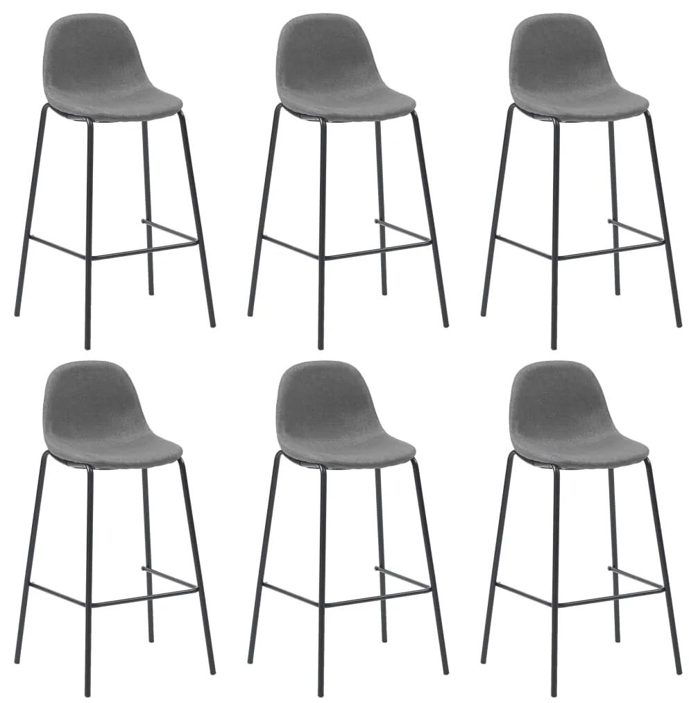 Barové stoličky 6 ks, sivohnedé, látka